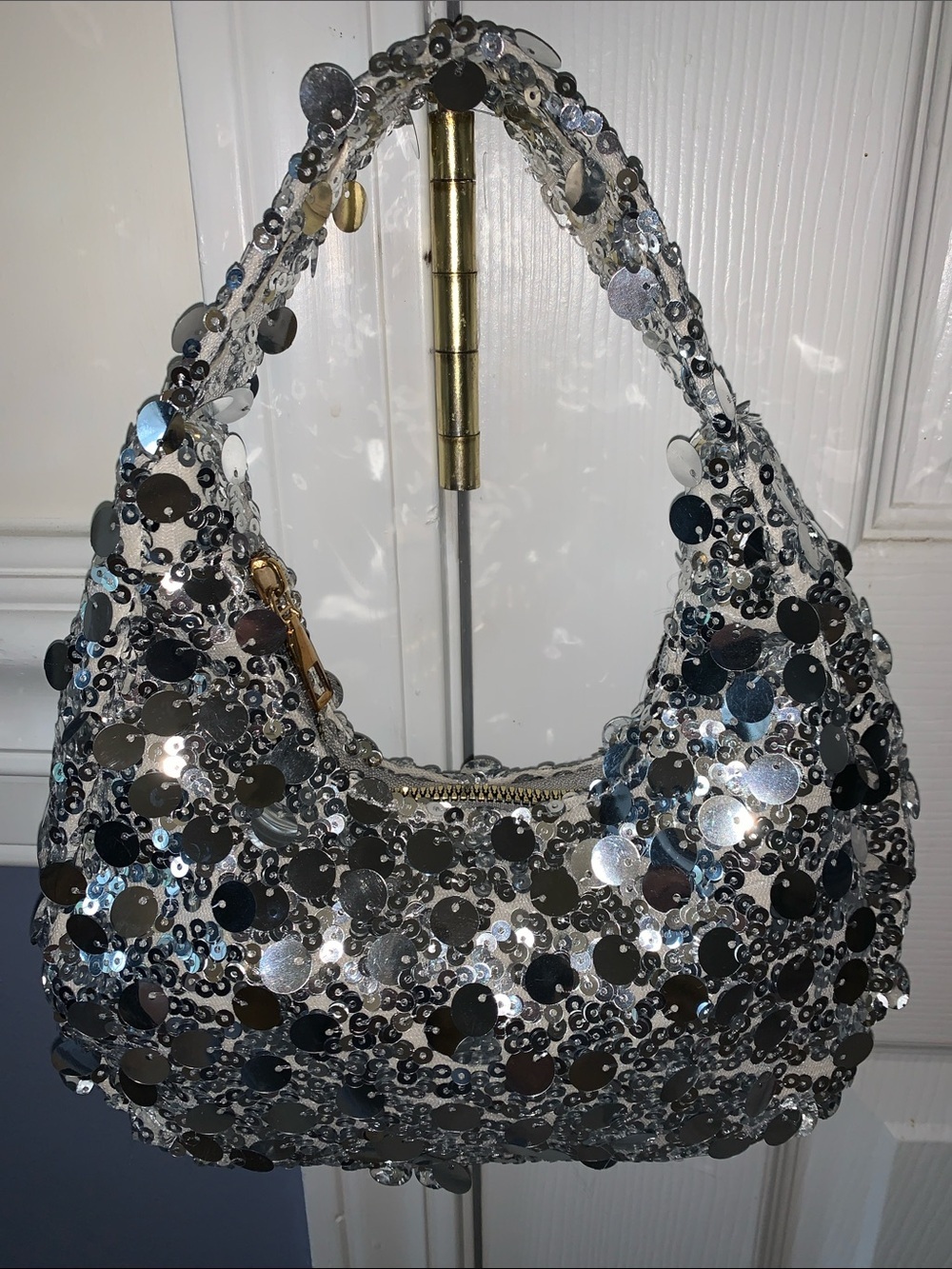 Gorgeous silver sequin handbag party bag, mini bag evening bag NEW
